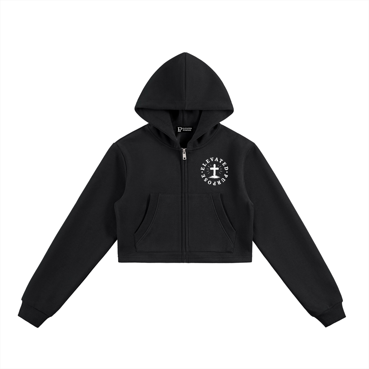 Women's Proverbs 19:21 Cropped Zip-Up Hoodie & Sweatpants Set