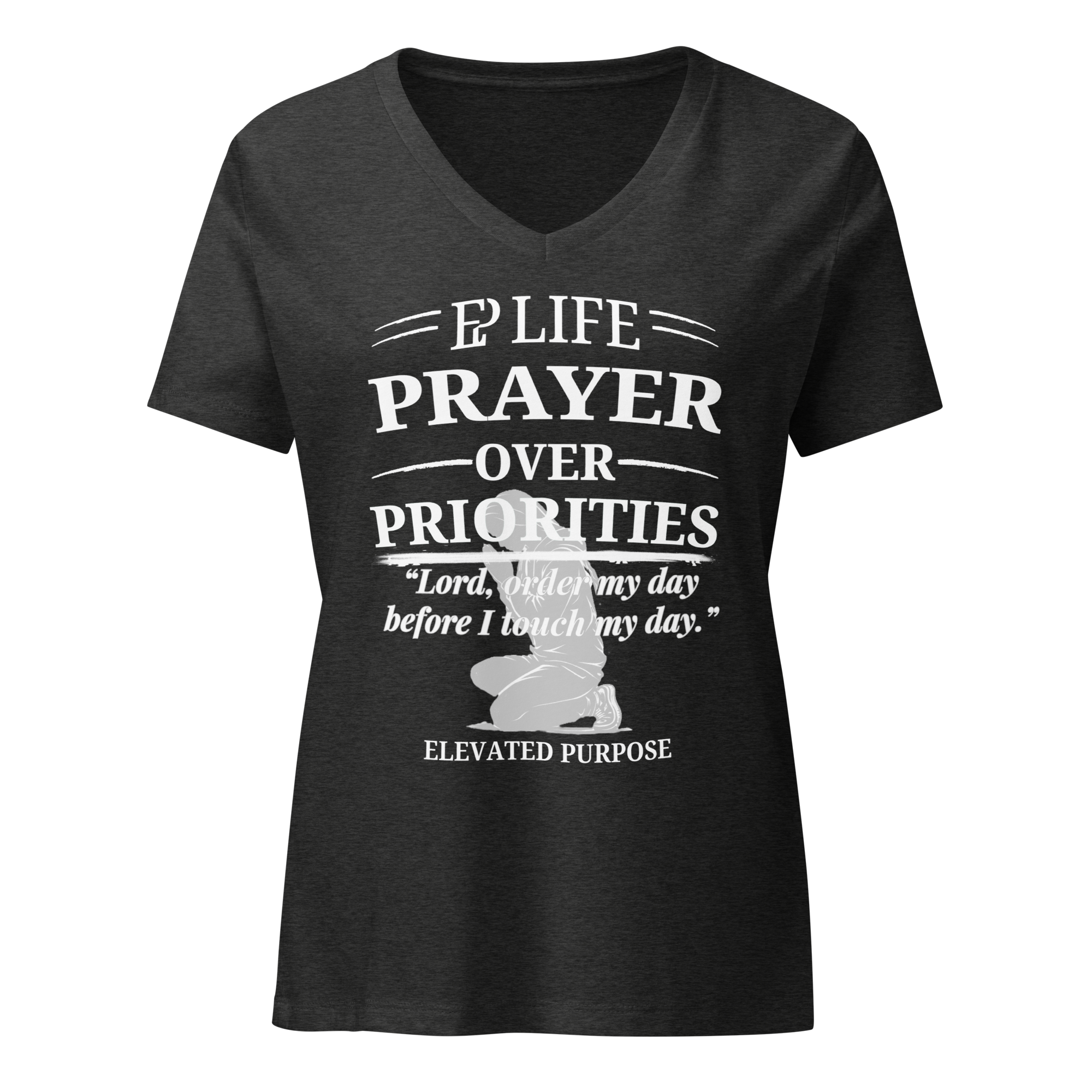 Women’s Prayer Over Priorities Tee - Dark Grey