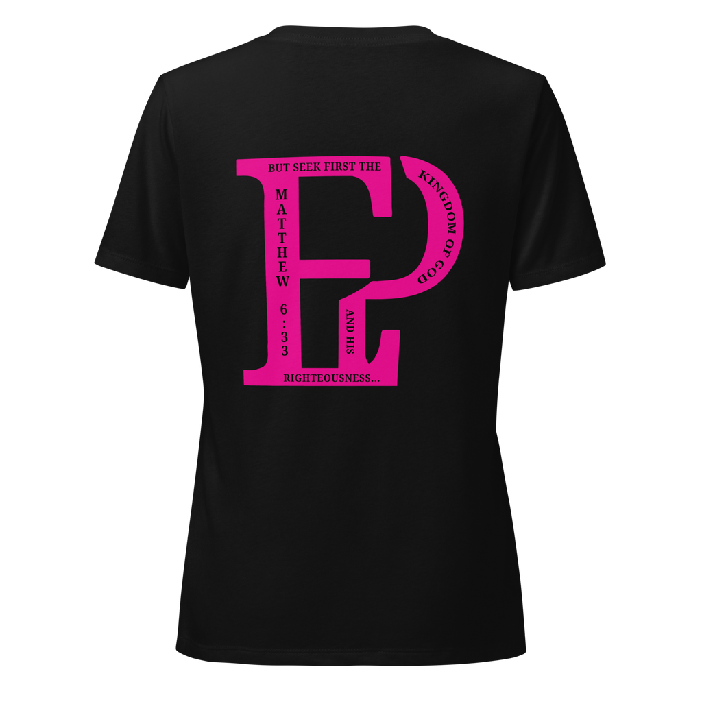Women’s Prayer Over Priorities Tee - Black/Fuschia