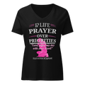Women’s Prayer Over Priorities Tee - Black/Fuschia
