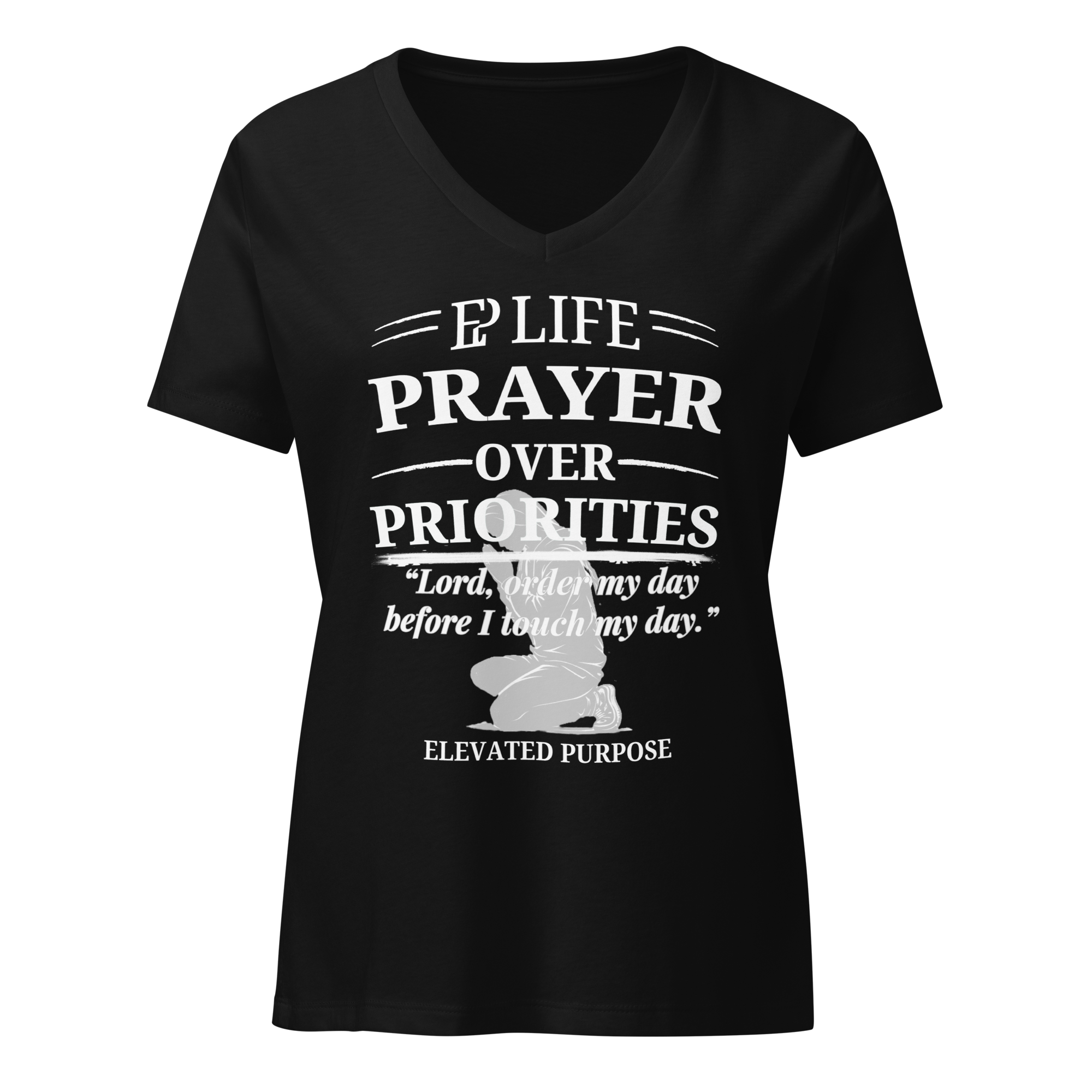 Women’s Prayer Over Priorities Tee - Black